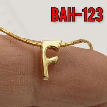 BAH-123 24 Ayar Altın Kaplama F Harfi Boncuk