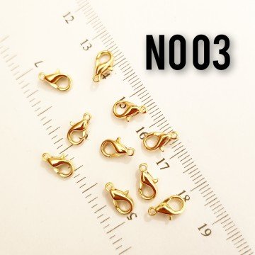 No : 03 Papağan -  24 Ayar Parlak Altın Kaplama - 10 mm (501) - 10 adet
