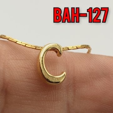 BAH-127 24 Ayar Altın Kaplama C Harfi Boncuk