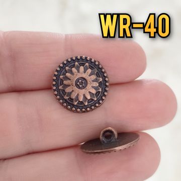 WR-40 Bakır Renk Çiçek Desenli  Desenli Wrap Düğmesi 17 mm