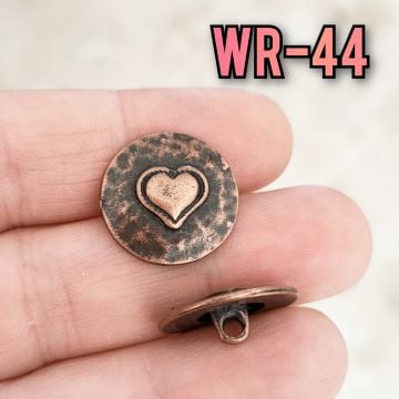 WR-44 Bakır renkli kalpli wrap düğmesi 20 mm