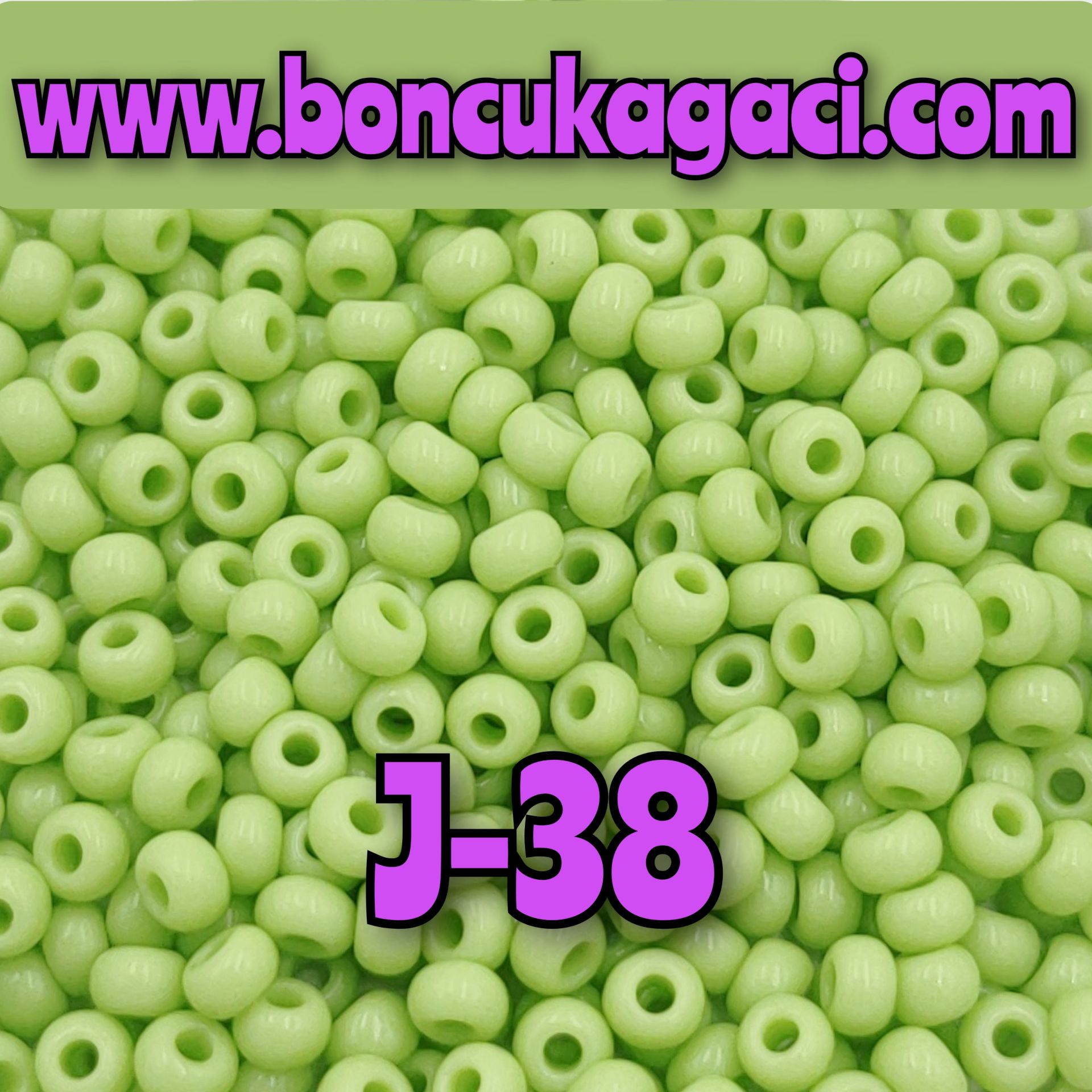 J-38 Opak Açık Yeşil Preciosa Jabloneks Kum Boncuk 8/0 (3mm)