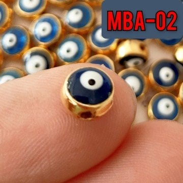MBA-02 Altın Kaplama Lacivert Mineli Boncuk 8 mm