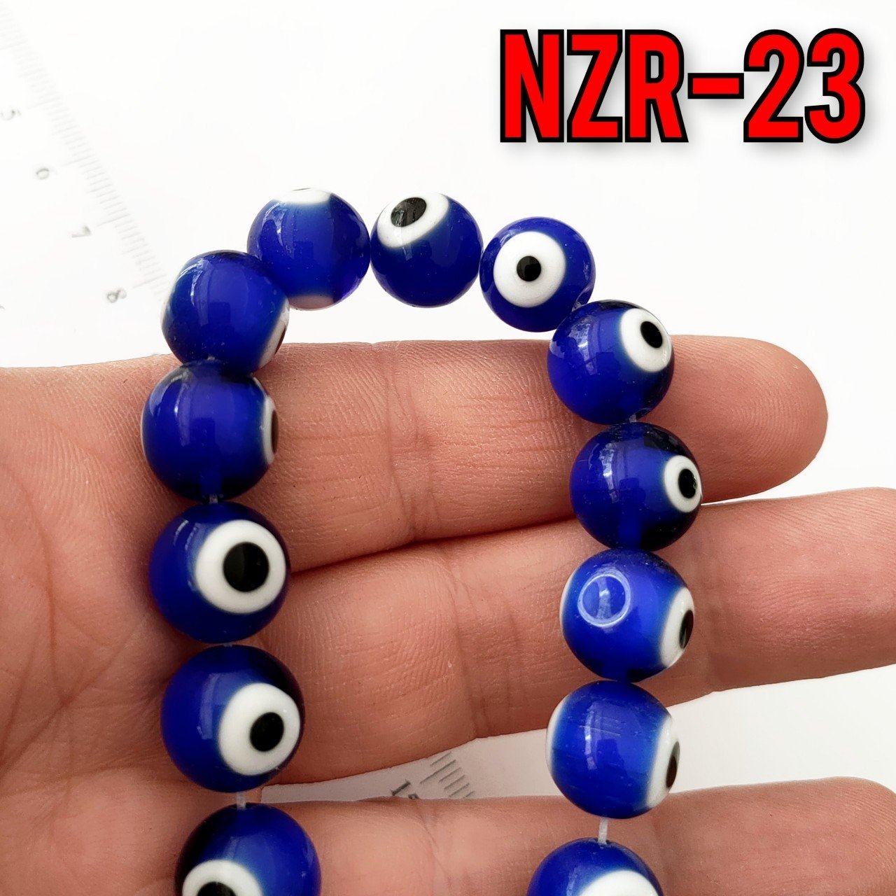 NZR-23 Parlement Mavi Yuvarlak Dizi Nazar Boncuğu 12 mm