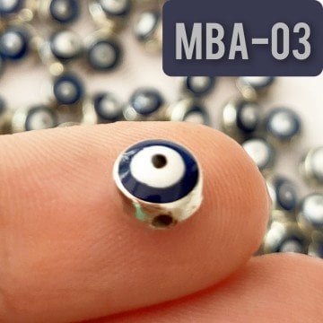 MBA-03 Rodyum Kaplama Lacivert Mineli Boncuk 8 mm