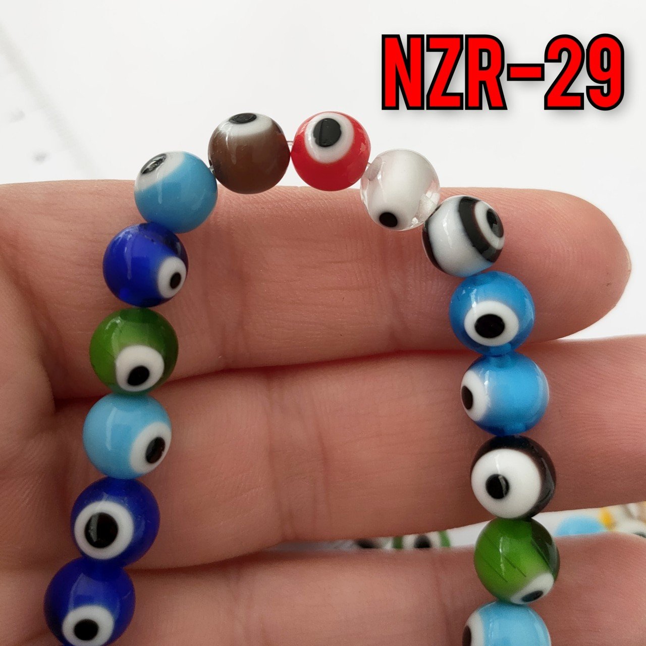 NZR-29 Karışık Renk Yuvarlak Dizi Nazar Boncuğu 8 mm