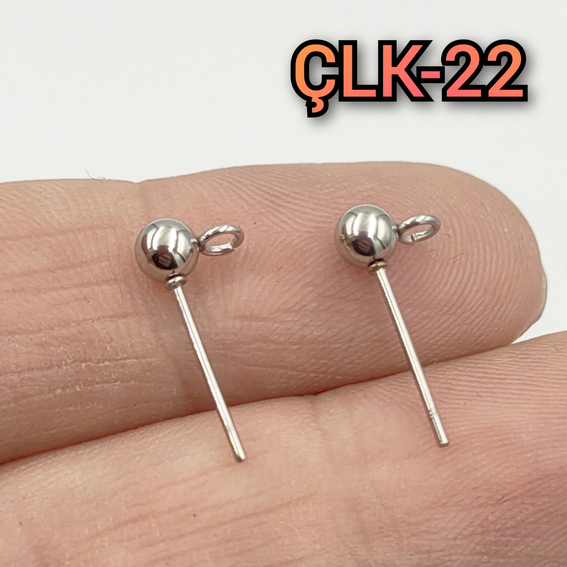 ÇLK-22 Gümüş Renk 316L Cerrahi Çelik Top Küpe Çivi 4 mm