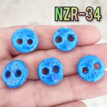 NZR-34 2 Gözlü Yuvarlak Süryani Nazar Boncuğu 14x5 mm