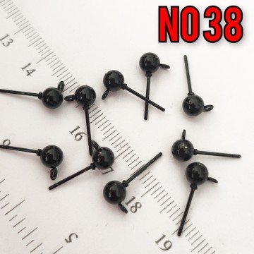 No : 38 Siyah Renk Top Çivi Küpe Aparatı 5 mm