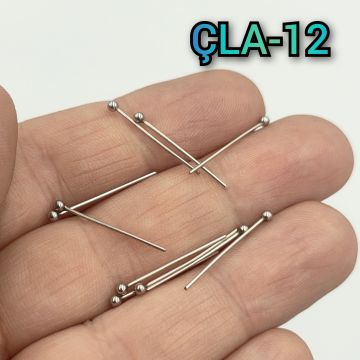 ÇLA-12 Gümüş Renk 316L Cerrahi Çelik Top Başlı Takı Çivisi 20 mm