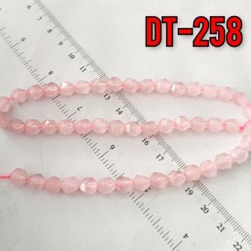 DT-258 Elmas Kesim Fasetli Pembe Kuvars Dizi 8*7 mm