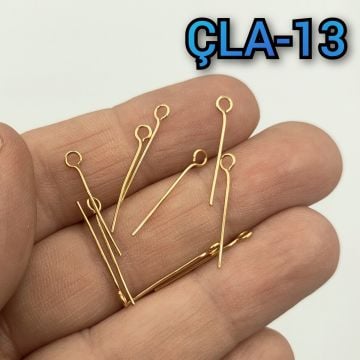 ÇLA-13 Altın Renk 316L Cerrahi Çelik Halkalı Takı Çivisi 20 mm