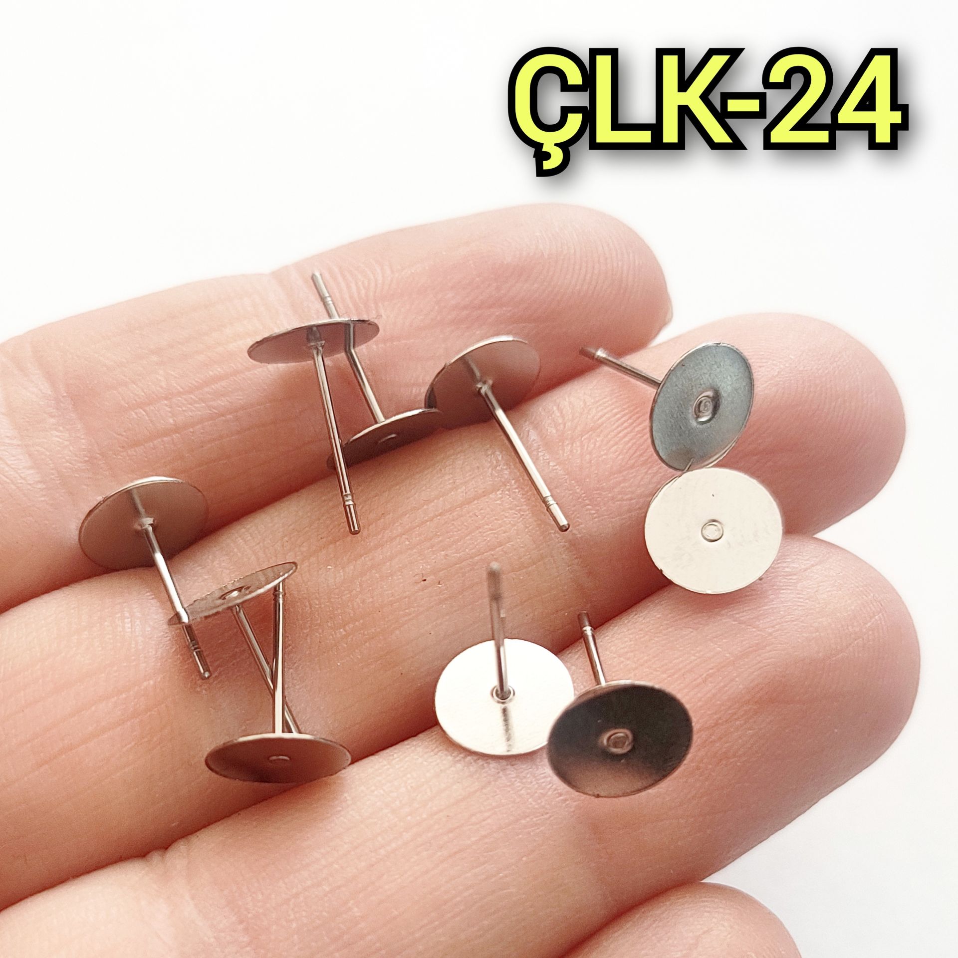 ÇLK-24 Gümüş Renk 304 Çelik Yapıştırma Küpe Çivi 8 mm