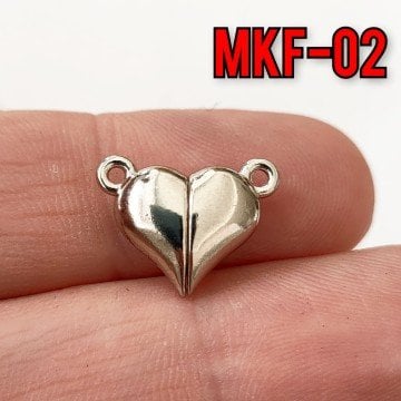MKF-02 Gümüş Renk Kalp Mıknatıs Kapama 16*12 mm