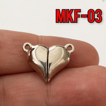 MKF-03 Gümüş Renk Kalp Mıknatıs Kapama 20*15 mm