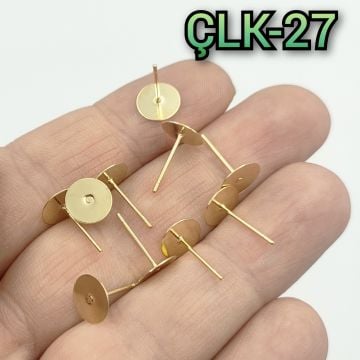 ÇLK-27 Altın Renk 304 Çelik Yapıştırma Küpe Çivi 8 mm