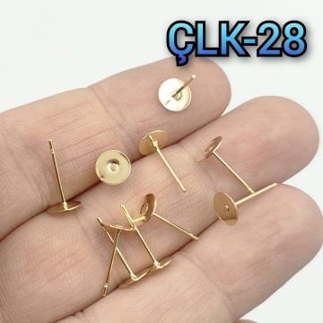 ÇLK-28 Altın Renk 304 Çelik Yapıştırma Küpe Çivi 6 mm