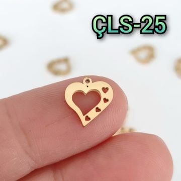 ÇLS-25 Altın Renk 316L Cerrahi Çelik Mini  Kalp Sallantı
