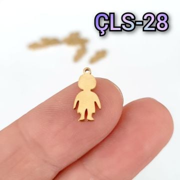 ÇLS-28 Altın Renk 316L Cerrahi Çelik Mini Erkek Çocuk Sallantı