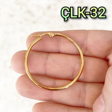 ÇLK-32 Altın Renk 316L Cerrahi Çelik Küpe Halka 40 mm