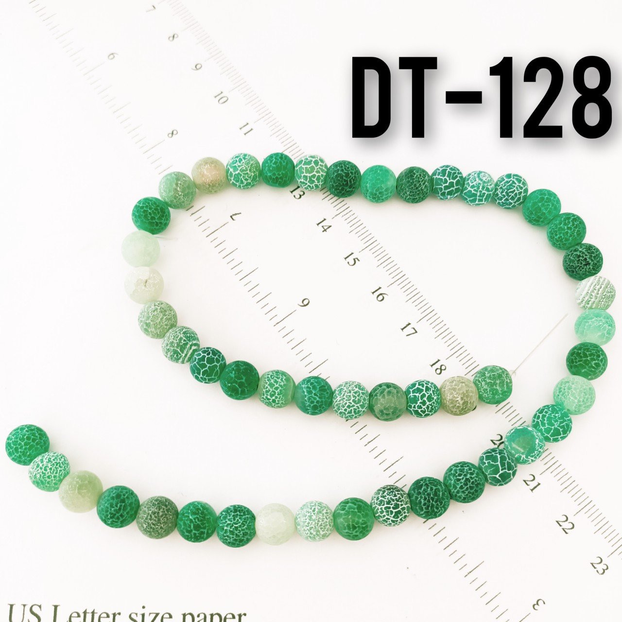 DT-128 Çizgili Mat Yeşil Akik Taşı Dizi 8 mm