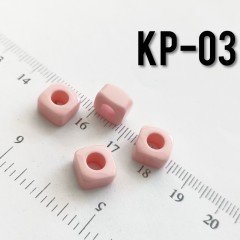 KP-03 Açık Pembe Küp Boncuk 9 x 5 mm