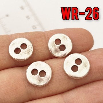 WR-26 Gümüş Kaplama Çift Delikli Yuvarlak Wrap Düğmesi  12.5 mm