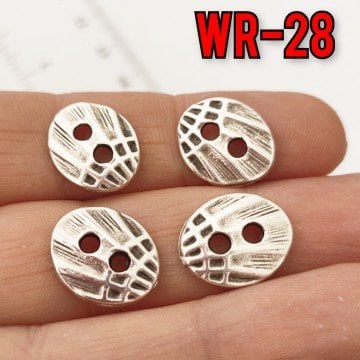 WR-28 Gümüş Kaplama Çift Delikli Wrap Düğmesi  13*15 mm