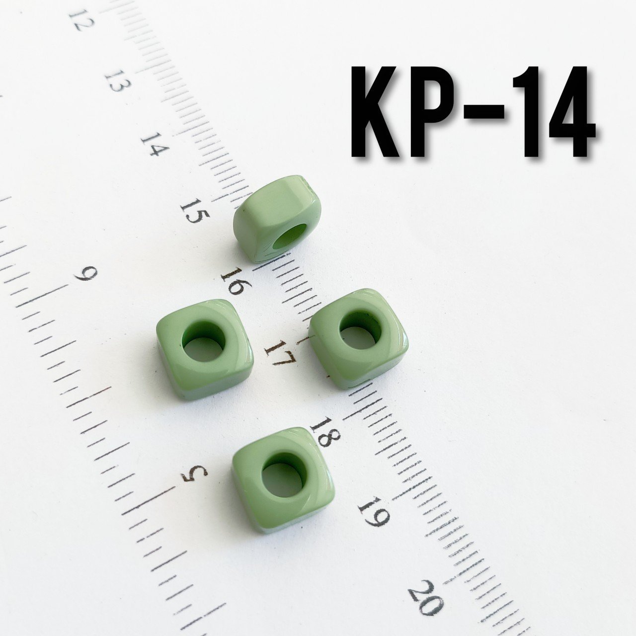 KP-14 Pastel Açık Yeşil Küp Boncuk 9 x 5 mm