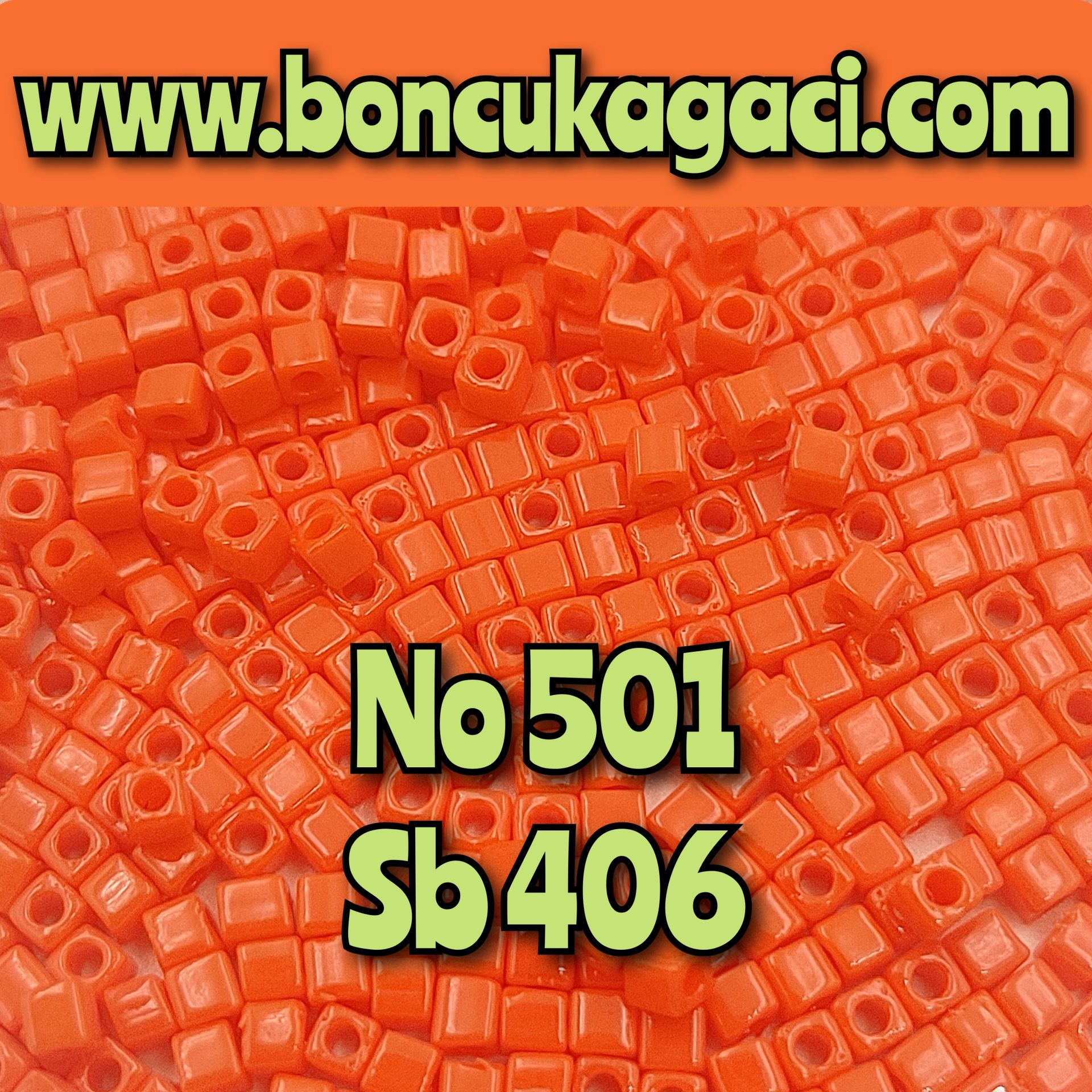 1.8 mm No:501 SB406 Miyuki Küp Boncuk , Miyuki Square Boncuk 5 gr Opak Turuncu