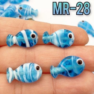 MR-28 Murano Aqua - Mavi Desenli El Yapımı Balık