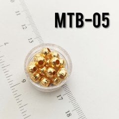 MTB-05 Altın Kaplama Çizgili Metal Boncuk 6 mm