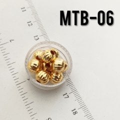 MTB-06 Altın Kaplama Çizgili Metal Boncuk 8 mm