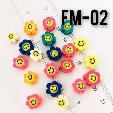 Fm-02 Karışık Renk Gülen Çiçek Fimo Boncuk