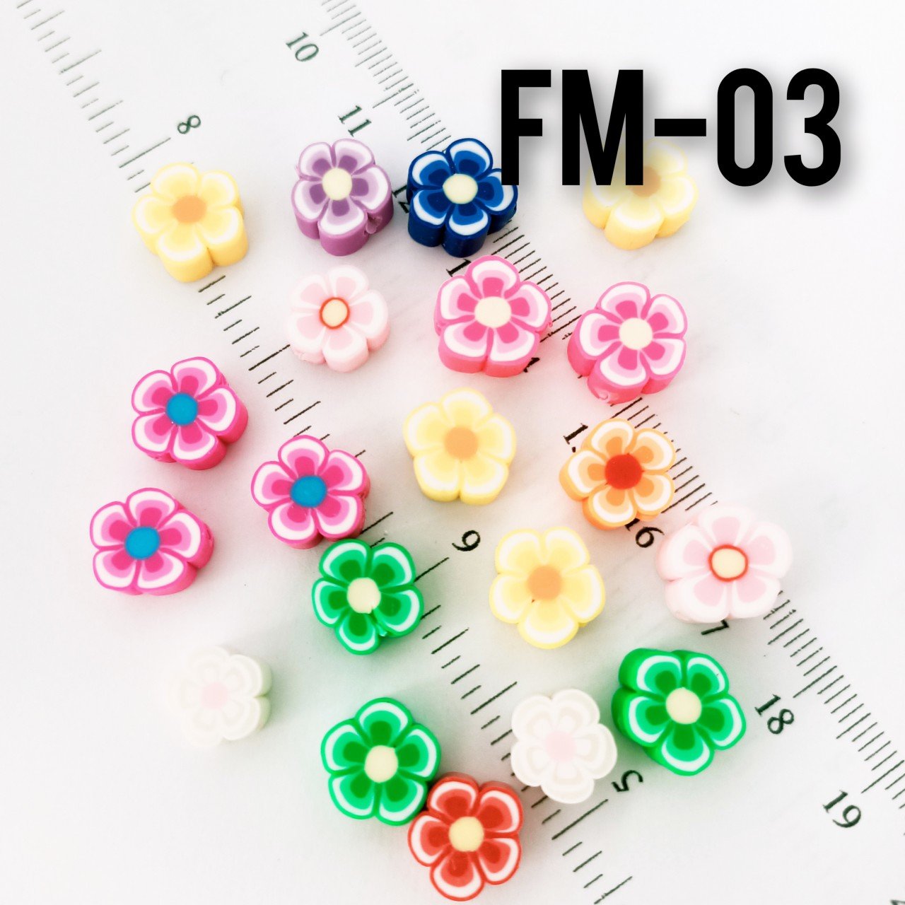 Fm-03 Karışık Renk Çiçek Fimo Boncuk