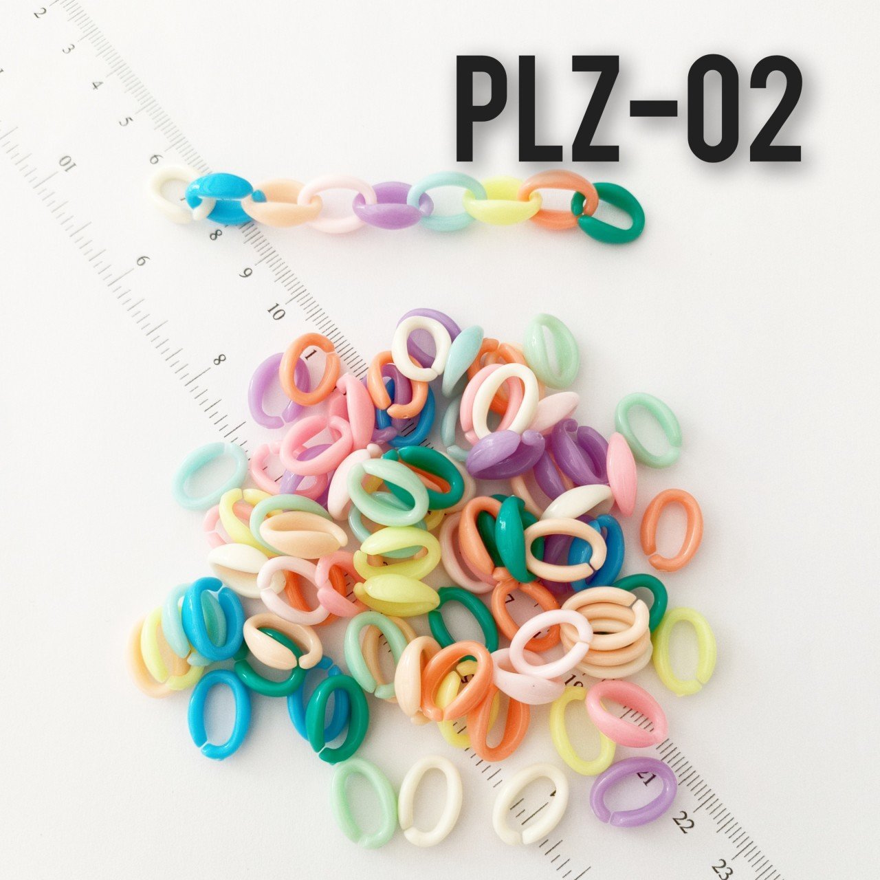 PLZ-02 Karışık Renk Plastik Zincir Boncuğu 16 x 11 mm