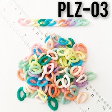 PLZ-03 Karışık Renk Plastik Zincir Boncuğu 17 x 11 mm
