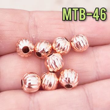 MTB-46 Rose Kaplama Çizgili Metal Boncuk 8 mm