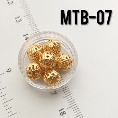 MTB-07 Altın Kaplama Dantel Metal Boncuk 8 mm
