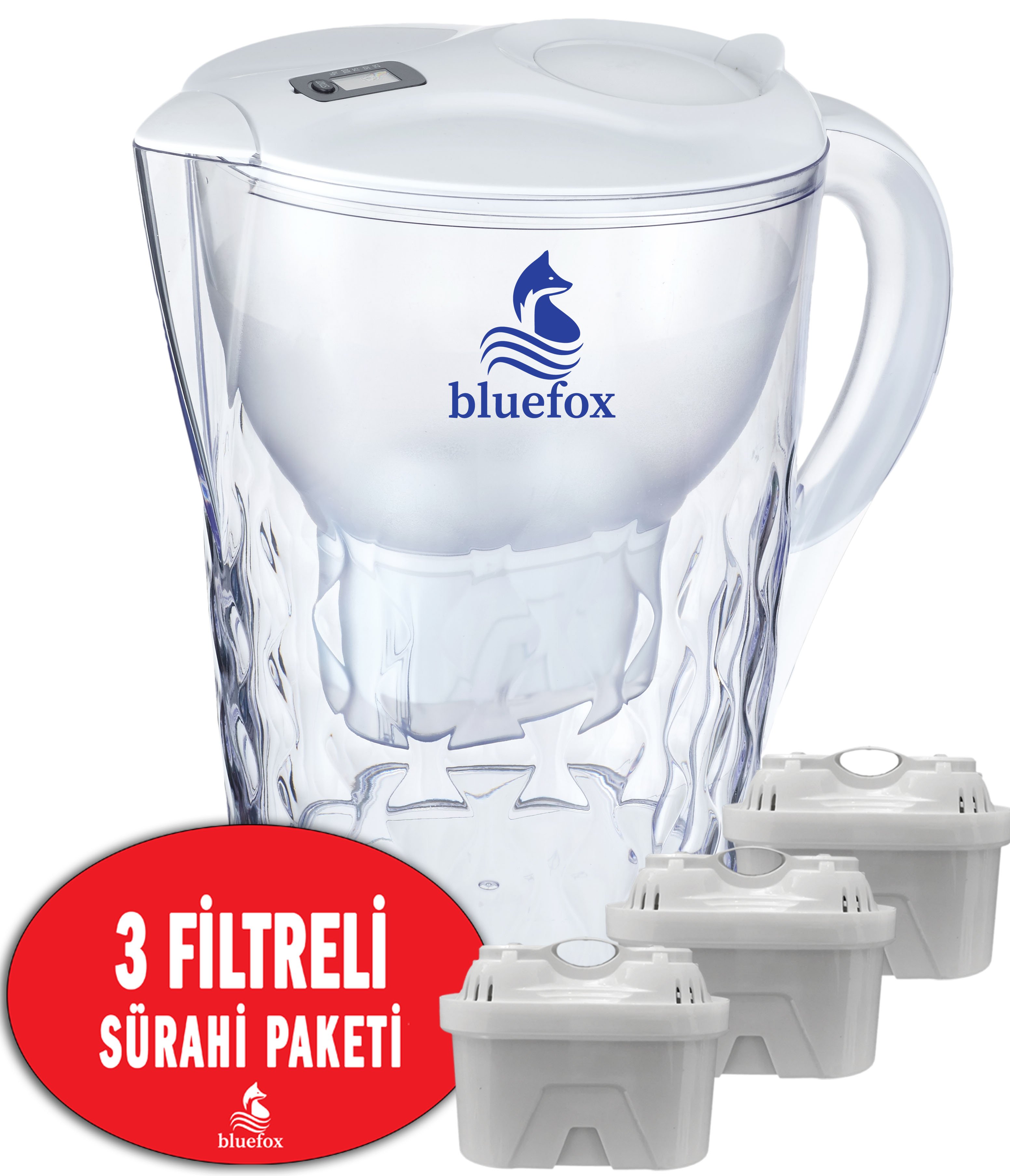Bluefox II Beyaz Su Arıtmalı Akıllı Sürahi 3,5Lt ve 3 adet kartuş