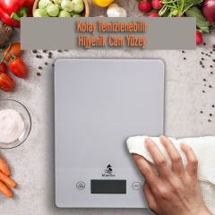 Bluefox ''Topaz'' Dijital Mutfak Terazisi - Temperli Cam Yüzeyli, 10kg Ağırlık Kapasitesi