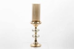 Gold Square Base Glass Candle Holder