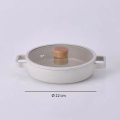 FİKA CAM KAPAKLI ALİMİNYUM SAHAN 22CM BEJ