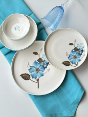 BLUE ROSE BONE CHİNA 24 PRÇ YEMEK TKM