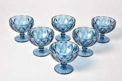 Seta Crystal Colors 6 Pcs Footed Bowl Drop Pattern Blue