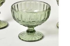 Seta Crystal Colors 6Lı Ayaklı Kase Damla Desen Yeşil