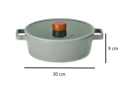 NEOFLAM FİKA CAM KAPAKLI ALÜMİNYUM SIĞ TENCERE 30CM GRİ