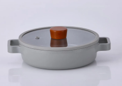 FIKA GLASS LID ALUMINUM SHALLOW COOKER 26CM GRAY