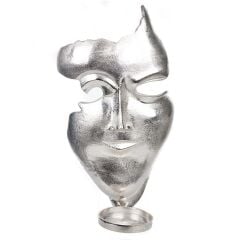 Silver Metal Mask 26X26X37 Cm