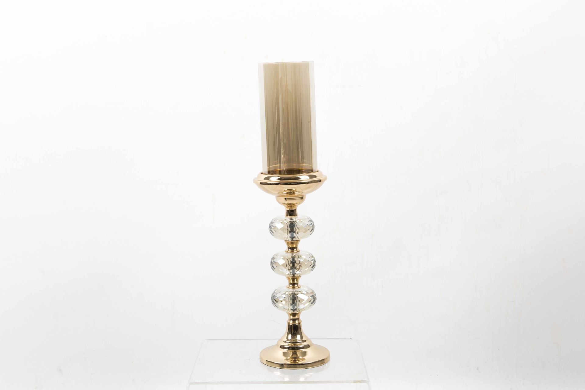 Glass Candle Holder with Gold Round Bottom